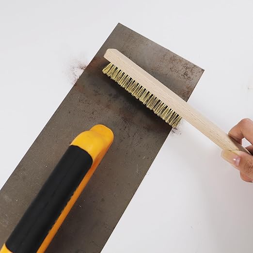 MAXMAN Brass Brush, Soft Brass Bristle Wire Brush for Cleaning Metal Rust, Welds, Home and Kitchen, Wire Scratch Brushes with 10" Beechwood Handle