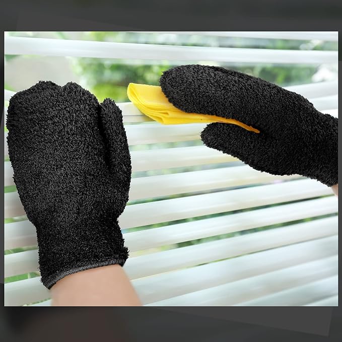 Bencailor 4 Pair Microfiber Dusting Mittens Reusable Women Cleaning Mittens with Thumb for Kitchen