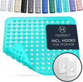 Homerella Anti Slip Shower Mat | Anti Mold Non Slip Bathtub Mat for Inside Shower | Square Floor Shower Mat 21 x 21 inch with Suction Cups for Grip & Hooks Hanging and Quick Drying | Machine Washable