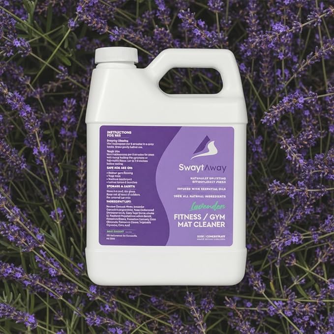 SwaytAway Fitness Mat Cleaner Concentrate – 32oz Lavender Essential Oil Formula – Aromatherapy Yoga Mat Spray for Home & Studio – Makes 4 Gal – Natural Scented Cleaning Solution