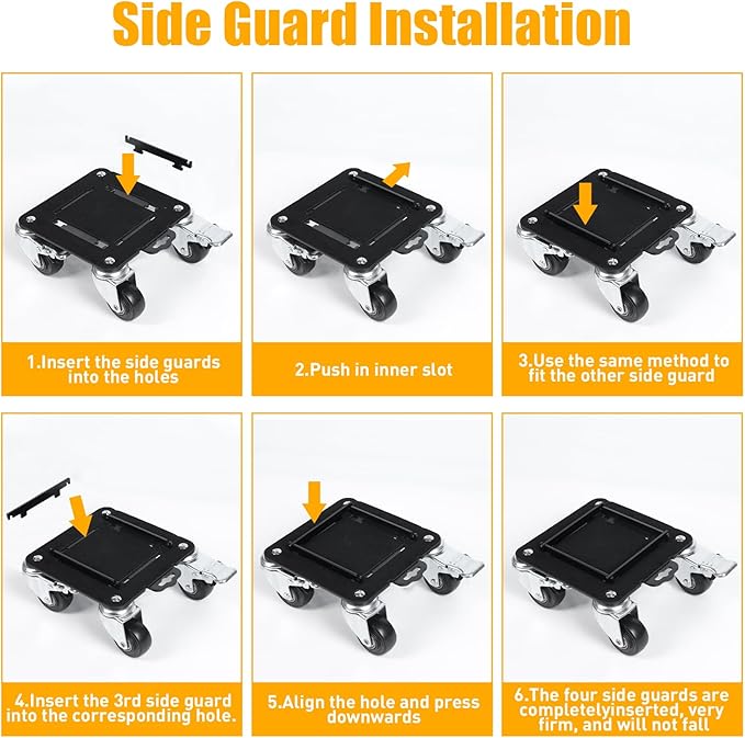 Furniture Movers with 4 Wheels,Heavy Duty Furniture Lift Mover Tool Set with 2000 lbs Load Capacity, Easy Sliders Dolly with Removable Side Guards&Brake, for Moving Appliance,Sofa etc