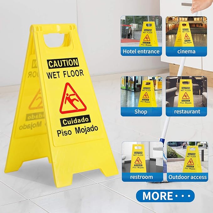 CERLMLAND wet floor signs 6 piece double-sided sign Widely used in various business environments. alerts clear identification using black text and red graphics