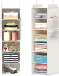 Extra Deep Hanging Closet Organizer with Shelves and Oversized Mesh Pockets, Heavy-Duty Structure, No Deformation, Max Storage for Clothes, Shoes, Hats, Dorms and RVs,1-Pack (White, 6 Tier)
