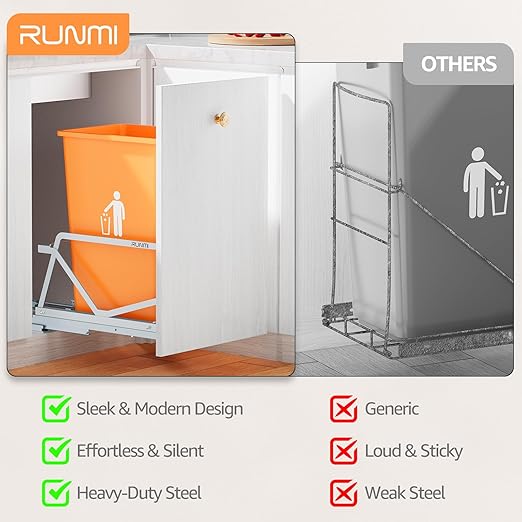 Pull Out Trash Can Under Cabinet Kit with Soft-Close Slides,Twin-Mode Under Sink Trash Can Pull Out for Kitche Sink Drawer,Requires Minimum Cabinets Opening 12" W X 18" D(Trash Can Not Included)