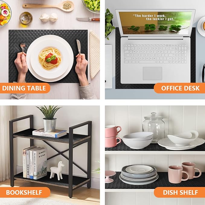 Shelf Liners for Kitchen Cabinets Refrigerator Liners Waterproof & Oil-Proof Kitchen Cupboard Liner Non-Slip Drawer Mats EVA Material Non Adhesive Fridge Liner for Shelves -Black 11.8 x 393.7 Inches