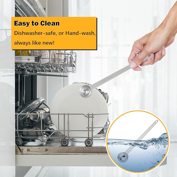 2PCS 2/3Tbsp(2tsp, 10ml) Extra Long Handle Measuring Spoon, Single Stainless Steel Individual Measure Scoop Only