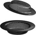 2 Pcs Black Stainless Steel Mesh Sink Drain Strainer, 2.16" Top/1.29" Kitchen Filter Trap Basket,Large Food Catch for Bathroom Bathtub Wash basin Floor drain balcony RV Drain Hole Electroplated Coatin