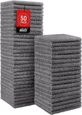 HOMEXCEL Microfiber Washcloths 50 Pack, Highly Absorbent and Soft Face Towel, Multi-Purpose Wash Cloths for Bathroom, Gym, Hotel, Spa and Kitchen, Multicolor 12x12 Inch, Grey