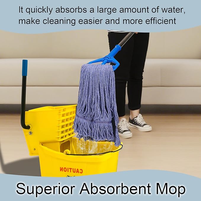 JERIA 4 Pack Heavy Duty Mop Head Replacements,String Mop Head for Commercial,Used for Home,Office and Kitchen,Washable,Reusable Mop