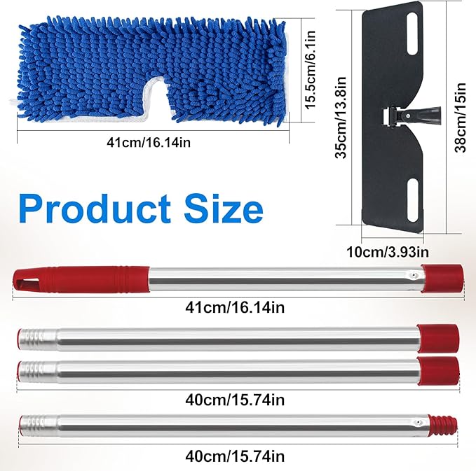 Microfiber Dust Mop for Hardwood Floors, Flat Mops for Floor Cleaning, Double-Sided Flip Mops with 58''Stainless Steel Mop Handle and Extra 3 Reusable Microfiber Mop Pads, Use Wet and Dry