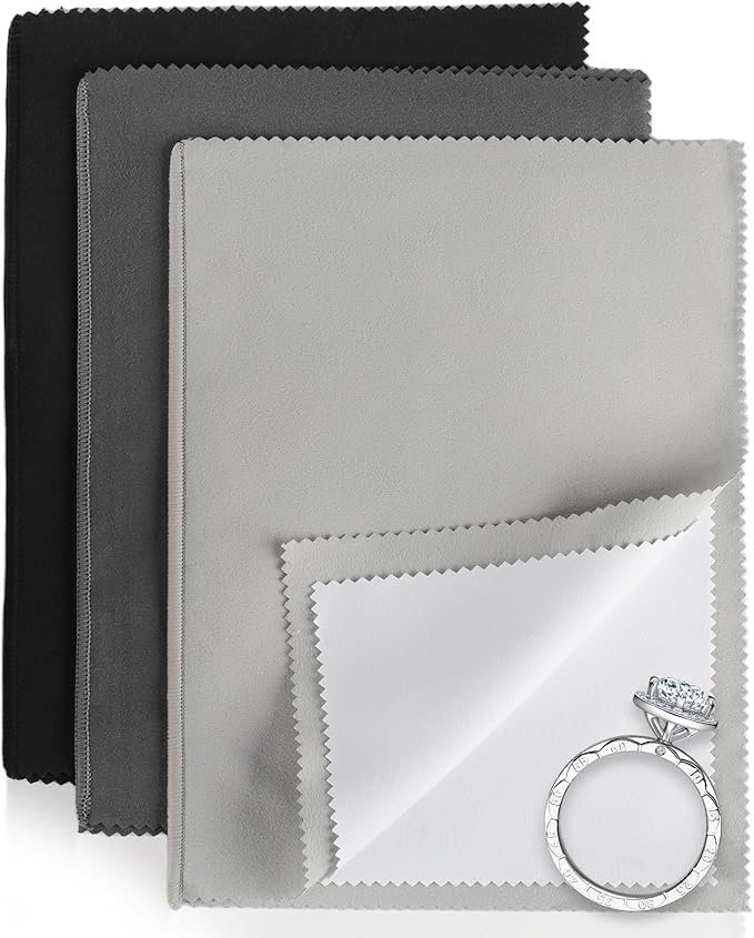 Phinus 3PCS Jewelry Cleaning Cloth, 10'' x 12'' Silver Polishing Cloth Jewelry, 100% Cotton Jewelry Cloth Polishing for Cleaning Gold, Diamonds, Platinum, Gemstones, Coins