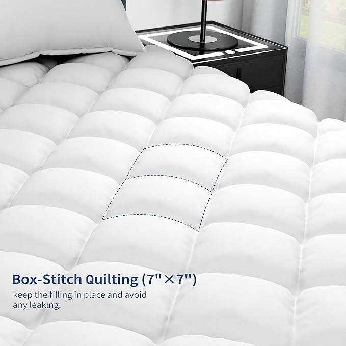 Sunflower King Mattress Pad, Hypoallergenic Cotton Mattress Cover, 18-22" Extra Deep Pocket Quilted Protector, Breathable&Noiseless