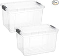 Superio Clear Storage Boxes with Lids, 26.5 Quart Plastic Container Bins for Organizing, Stackable Crates, BPA Free, Non Toxic, Odor Free, Organizers for Home, Office, School, and Dorm