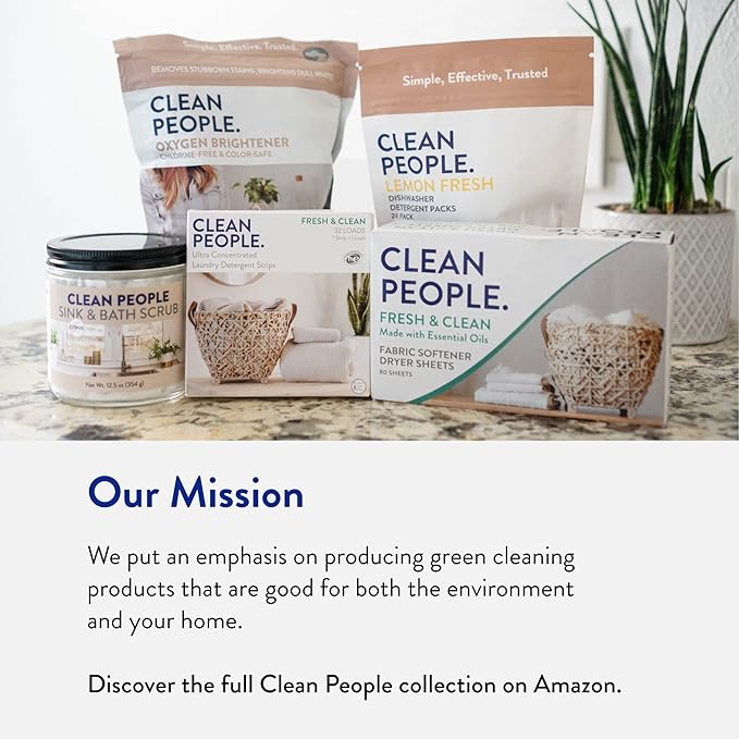 The Clean People Laundry Detergent Sheets - Laundry Soap - Ultra Concentrated, Recyclable Packaging, Stain Fighting - Peppermint, 32 Pack