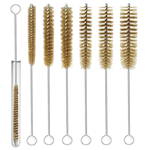 7pcs Brass Tube Brushes Bottle Brush Wire Tube Brushes,Long Wire Cleanling Brushes,Tube Cleaning Lab Brushes Straw Cleaner Brush Wire Bottle Brush Pipe Cleaner for Tubes,Bottle,Glass