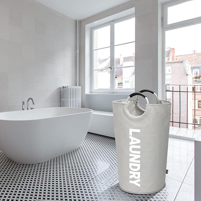 DOKEHOM 125L X-Large Collapsible Washing Laundry Basket Bag (7 Colors) for Bedroom, Fabric (Grey, XL)