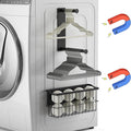 MFTEK Magnetic Dryer Ball Holder and Magnetic Hanger Holder for Laundry Room Organization, Extendable Hanger Organizer Stacker, Magnet Lint Bin, Metal Basket Dryer Ball Container Set (Black)