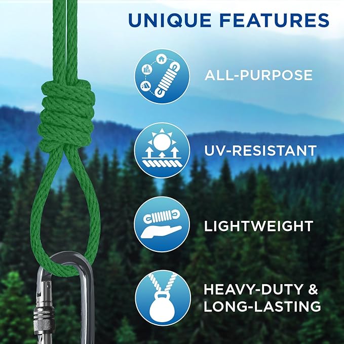 TECEUM Cotton Rope 3/16” (5 mm) – 50 FT – Strong All-Purpose Braided Rope – Natural Cotton – for Crafting, Сamping, Clothes Line, DIY, Indoor & Outdoor Use – Green