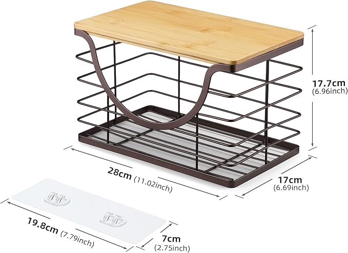 Extra Large Trash Bag Holder Under Sink Stackable Kitchen Storage with Lid, Garbage Bag Dispenser Roll Holder, Wall Mounted Trash Bag Container, Laundry Room Organization Storage, Brown