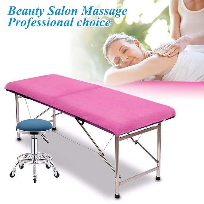 200Pcs Disposable Massage Table Sheets 31.5" x 71" Non-Woven Fabric Bed Covers for Ultimate Hygiene and Comfort in Massage, Tattoo, and Spa Treatments, Breathable and Durable Sheets(Pink)