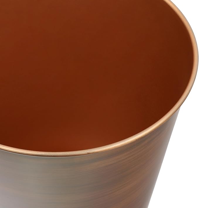 happimess HPM1113B-SET2 Nolan Modern Classic Smooth Steel 2 Gal Waste Bin for Kitchen, Office, Bathroom, Bedroom, Dorm, Antique Copper (Set of 2)