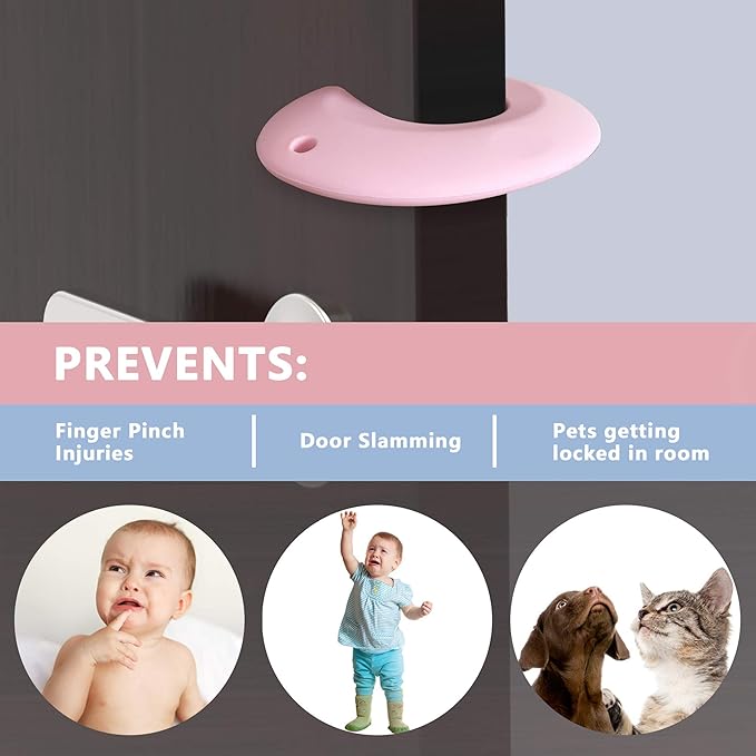 Silicone Door Pinch Guard and Door Slam Stopper, Durable Finger Pinch Guard, Prevents Pinch Injuries, Slamming Doors, Door Stopper for Kids, 4 Packs （2 Pink 2 Blue）.