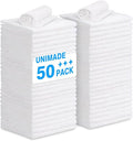 Shop Towel Rags, 50 Pack Reusable Shop Rags Bulk Microfiber Cleaning Cloth Lint Free Cleaning Towels for Car Kitchen Automotive Bar Mechanic Restaurant Garage, 11.5"x 11.5", White