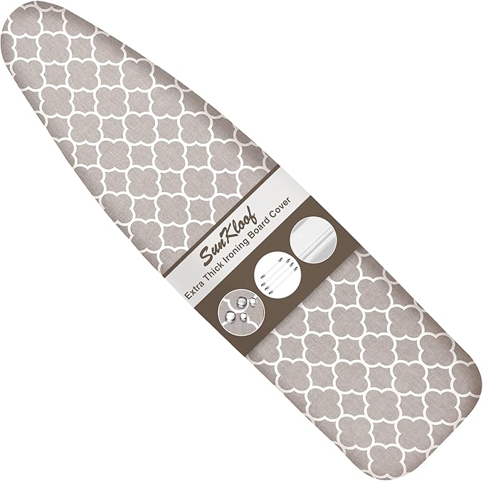 Extra Thick Ironing Board Cover and Pad, Resist Scorching and Staining, 15x54 Reflective Silicone Ironing Board Cover, Elastic Edges, 4 Fasteners, Protective Scorch Mesh Cloth