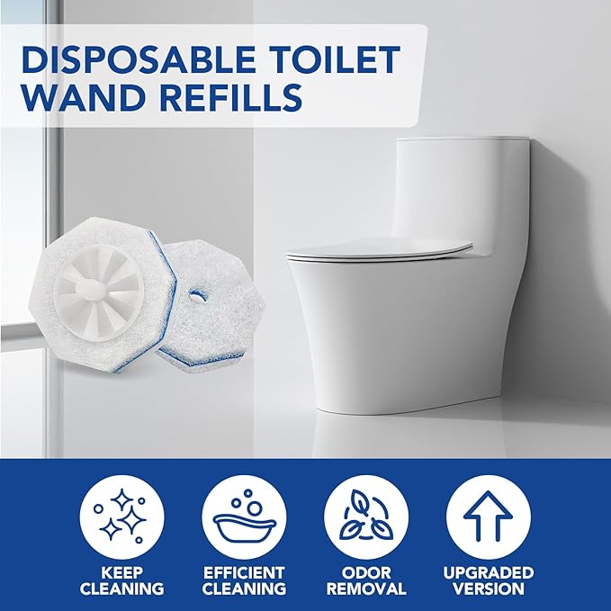 50 Count Toilet Wand Refills for Clorox - Pre-Loaded Cleaner Heads Compatible with Clorox Wand Refills for Quick and Easy Cleaning