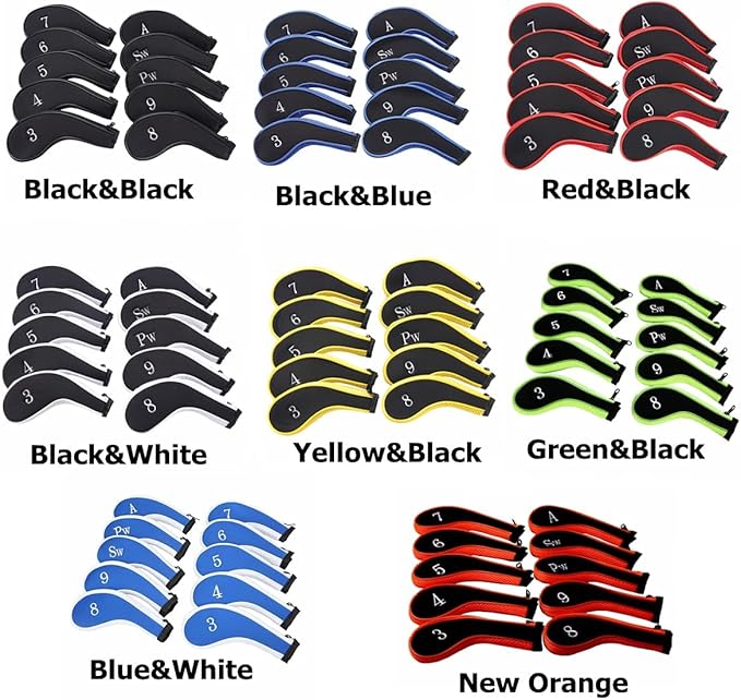 Sword &Shield sports Neoprene Zipper Golf Club Iron Head Covers Iron Covers 10pcs/Set