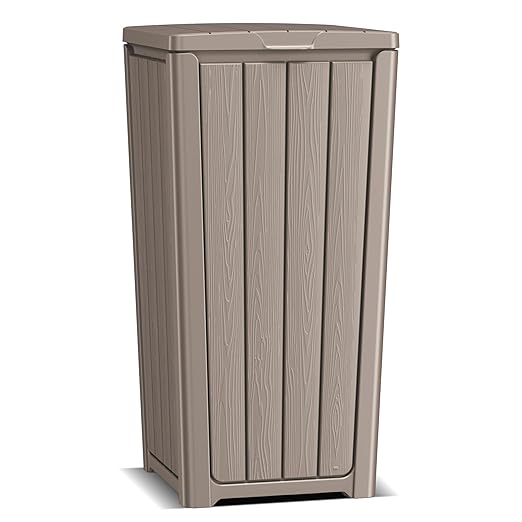 EasyUp Outdoor Trash Can with Lid, Waterproof and Sunscreen Resin Garbage Cans, Outside Trash Bin for Patio, Kitchen, Deck or Backyard(Grey)