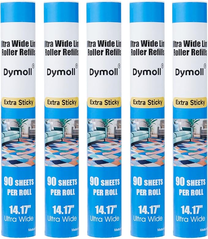 14.17" Lint Roller Refills, Extreme Sticky Large Surface Lint Roller for Cleaning Pet Hair, Wall, Dust, Carpets, Floor, Clothing, Car, 4 Rollers Total 360 Sheets
