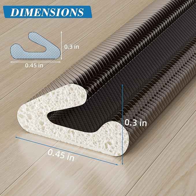V-Shaped Weather Stripping Door Seal, 19.7FT Draft Stopper for Doors/Windows, Gaps, Dustproof, Soundproof & Thermal Insulating, Noise-Reducing, Light-Blocking Door Gap Filler