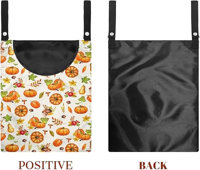 Pumpkin Print Clothespin Bag with Hanging Rope Space-Saving Clothespin Storage Organizer Waterproof Clothes Pin Holder for Clothesline Outdoor Waterproof Clothespin Storage
