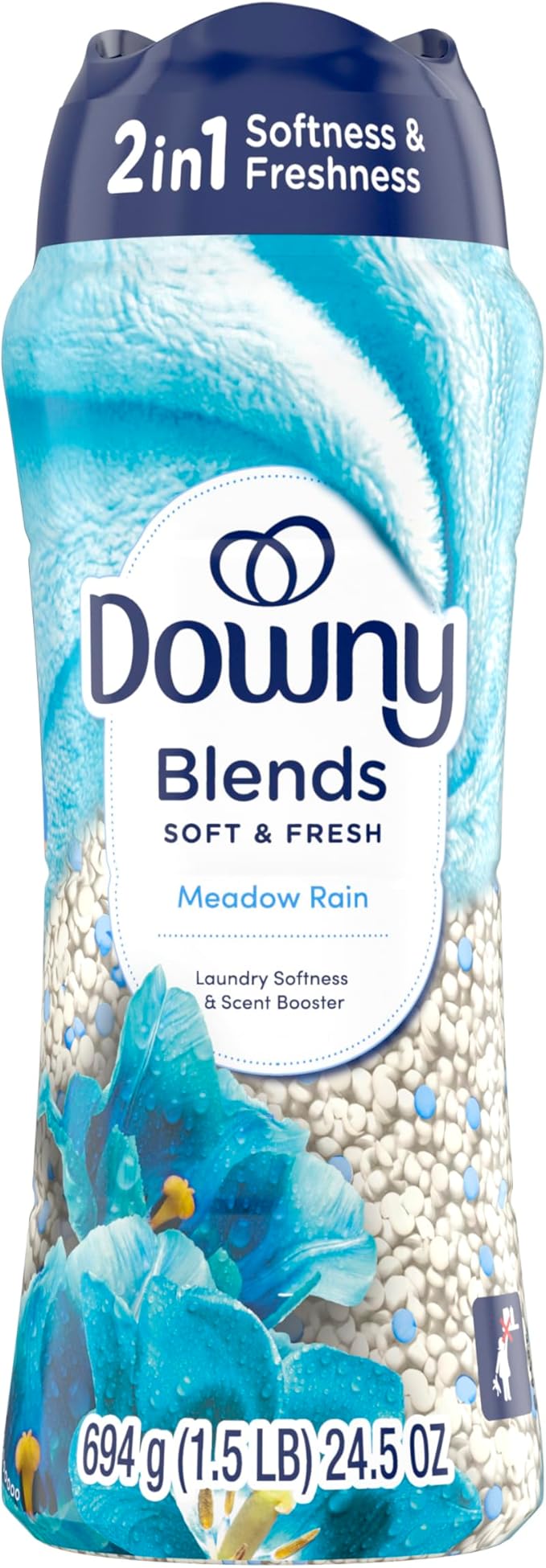 Downy Blends In-Wash Laundry Scent Booster Beads, Meadow Rain Scent, 24.5 OZ, Fabric Sottener Beads and Freshness