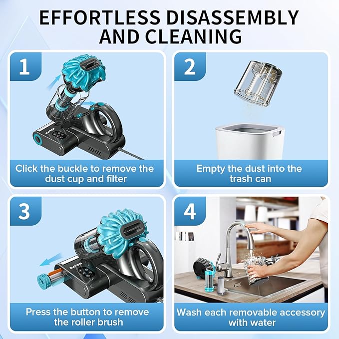 Belife M8 Mattress Vacuum Cleaner, 18Kpa 550W Bed Cleaner with UV & Hot Air & HEPA Filter, High Heating Double-Cup Handheld Couch Cleaner for Sofa Pillow Crib Pet Hair, Corded