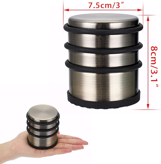 Sumnacon Heavy Duty Floor Door Stopper No Drill - Durability Stainless Steel Door Stop with Anti-Skid Rubber - Decorative Safety Doorstop for Home Office Commercial Industrial Decor, Bronze