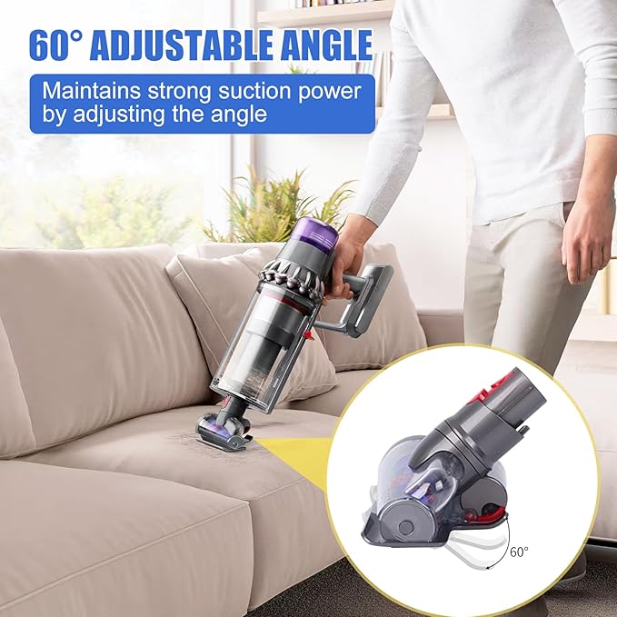 Mini Motorized Tool Brush Head Compatible with Dyson V7 V8 Cyclone V10 V11 V15 Anti-Tangle Pet Hair Attachment Replacement Parts Couth Mattress Upholstery Tool Head Suitable for Dog Hair and Pet Hair
