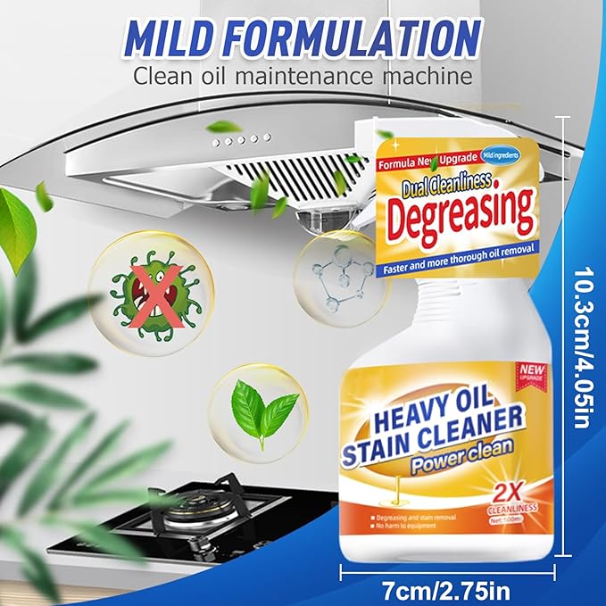 Kitchen Heavy Oil Cleaner, 2025 Newly Upgraded Heavy Duty Oil Stain Remover, 500 ML Multipurpose Cleaner Spray, Kitchen Degreaser Spray for Stovetops, Ovens, Range Hoods (2)