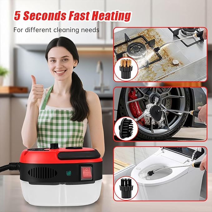 Handheld Steam Cleaner, 2500W Portable High Temp Bathroom Power Steamer Cleaning Machine High Pressure Steam Cleaner For Home Use Kitchen Grease Car Detailing