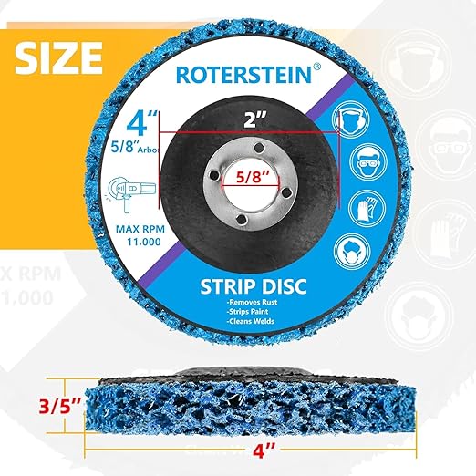 10 Pack Strip Discs Stripping Wheel 4 inch for Angle Grinder Clean and Remove Paint Coating Rust Welds Oxidation (4" x 5/8")