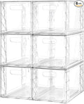Plastic Drawers Storage, 6Pack Clear Stackable Storage Drawers, Acrylic Storage Bins with Drawers for Fridge Organizers, PlasticDrawers Stackable for Makeup Organizers Cosmetic Display, Large