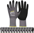 LOCCEF Work Gloves MicroFoam Nitrile Coated-6 Pairs,Seamless Knit Nylon Gloves,Gray Work gloves