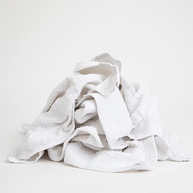 Arkwright W11 Terry Cloth Towels for Cleaning - Soft Cotton Blend Washable Multi-Purpose Bar Mop, Absorbent & Quick Dry, Bag of Rags for Kitchen, Auto Shop, and Garage, 10 lb, White