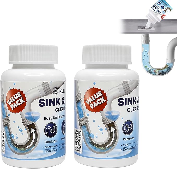 Pipe Dredge, Powerful Foaming Sink & Drain Cleaner Powder for Kitchen, Toilet & Pipeline Cleaning, Fast-Acting Clog Remover (2pcs or 4pcs) (2 bottles)