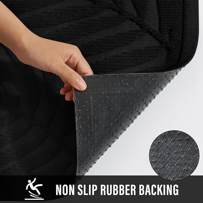 Front Door Mat, Absorbent Resist Dirt Welcome Door Mat Indoor Outdoor, Waterproof Doormat, Sturdy Non Slip Backing, Fade Resistant, Low Profile Entry Mat for Entryway, 29×17, Black