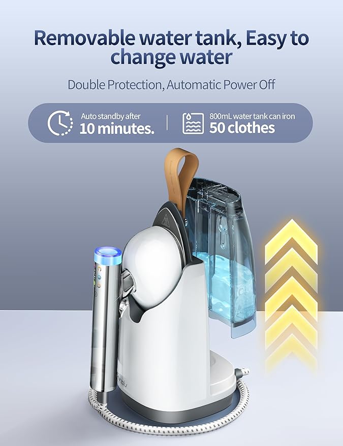 Sundu 1500W Professional Garment Steamer, 2-in-1 Vertical & Handheld for Wrinkles, 6 Steam Modes, 30-Second Heat Up, 800mL Tank, Auto Shut-Off, Portable & Standing Design, White