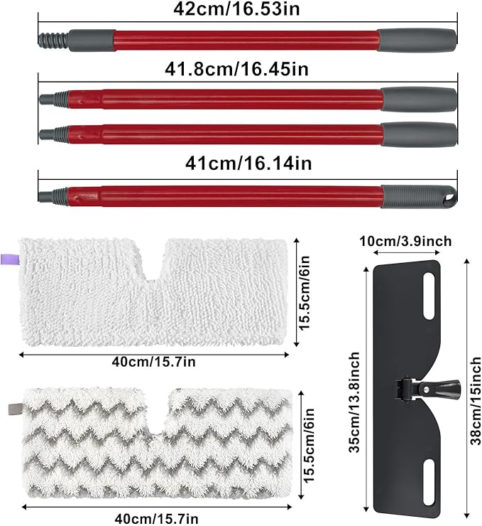 Microfiber Mops for Floor Cleaning, Dust Mop for Hardwood Floors with 2 Heavy Scrub Mop Pads, 2 Microfiber Pads and 4 Section Adjustable 58” Long Handle, Double-Sided Flip Flat Mops for Hardwood