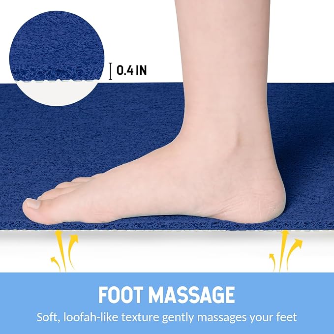 Non-Slip Bathtub Mat, Anti Slip Shower Mat, Fast Drying Bathtub Mats, Foot Scrubber Mat, Anti Slip Mat for Tub, Floor, Bathroom, Kitchen, Home, Hotel (Navy Blue 32"×17")