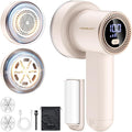 Fabric Shaver Fuzz Remover Rechargeable, HOMEASY Electric Lint Remover Shaver with 3 Blades & LED Digital Display, Sweater Couch Fabric Pill Shaver for Sweater, Couch, Furniture